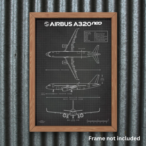 Airbus A320 Blueprint Canvas Print Posters by ABC | Downunder Pilot Shop