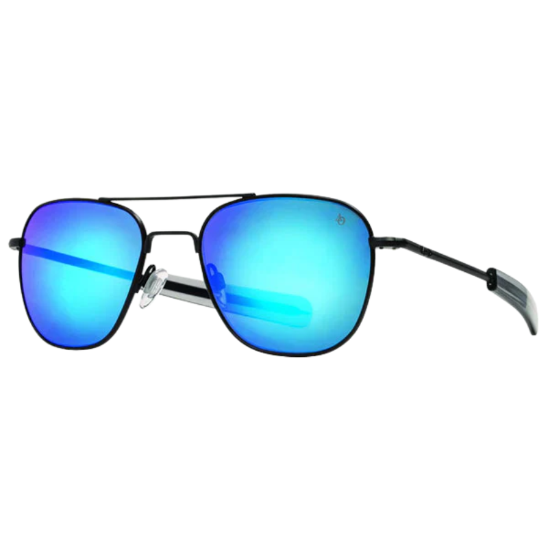AO Eyewear Original Pilot Black Frame with Blue Mirror Lens