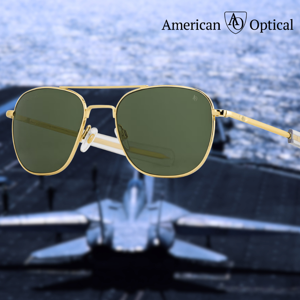 Aircraft Navy Aviator Sunglasses AO Eyewear Original Pilot Gold