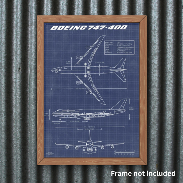 Boeing 747 Blueprint Canvas Print Posters by ABC | Downunder Pilot Shop