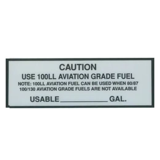 100Ll Aviation Fuel Placard