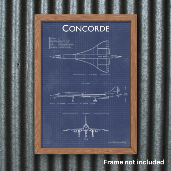 Concorde Blueprint Canvas Print Posters by ABC | Downunder Pilot Shop