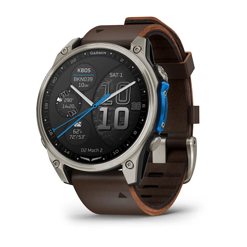 Garmin D2 Mach 2 – 47mm Aviator Smartwatch - Titanium with Leather Band