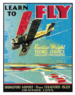 Learn to Fly Tin Sign-Born Aviation-Downunder Pilot Shop
