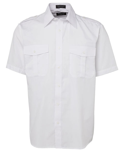 Camisa De Vestir De Piloto De Manga Corta Blanca Para Hombre