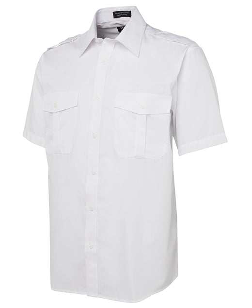 Camisa De Vestir De Piloto De Manga Corta Blanca Para Hombre
