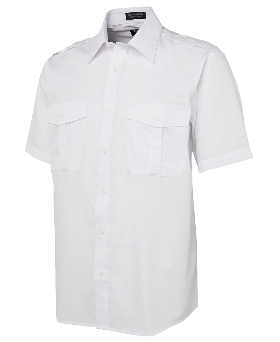 Camisa De Vestir De Piloto De Manga Corta Blanca Para Hombre