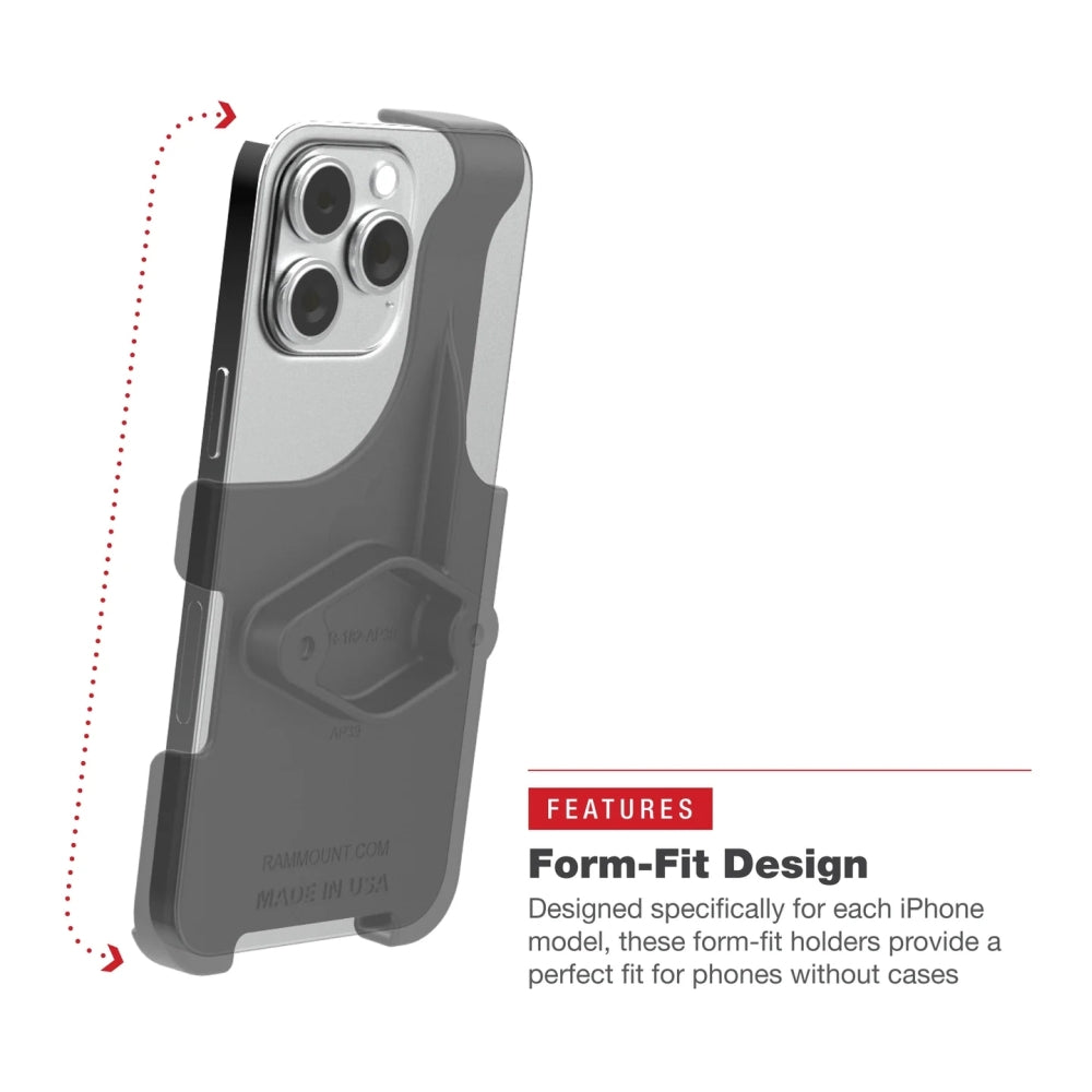 RAM Form-Fit Holder for iPhone 13, 13 Pro, 14, 14 Pro, 15 & 16