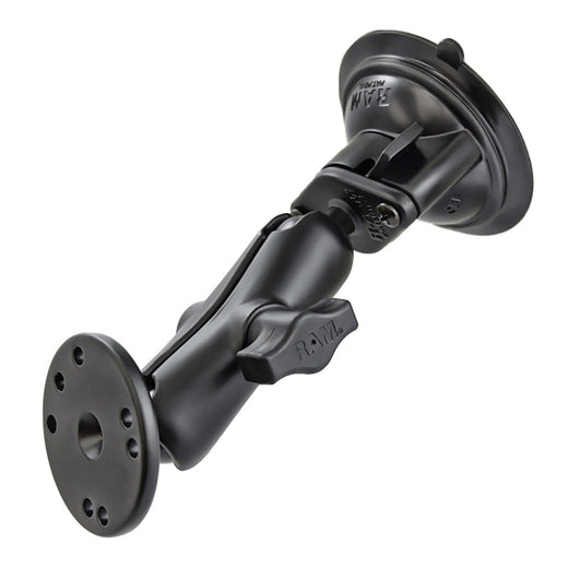 RAM Twist-Lock Suction Cup with Double Socket Arm and Round Base with 1" Ball Suction Cup Mounts by RAM Mount | Downunder Pilot Shop
