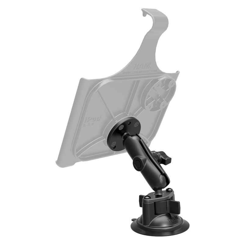 RAM Twist-Lock Suction Cup with Double Socket Arm and Round Base with 1" Ball Suction Cup Mounts by RAM Mount | Downunder Pilot Shop