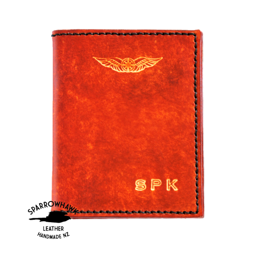 Sparrowhawk NZ Pilot's Licence & Medical Certificate Wallet British Tan with Black Stitiching Licence Covers by Sparrowhawk | Downunder Pilot Shop