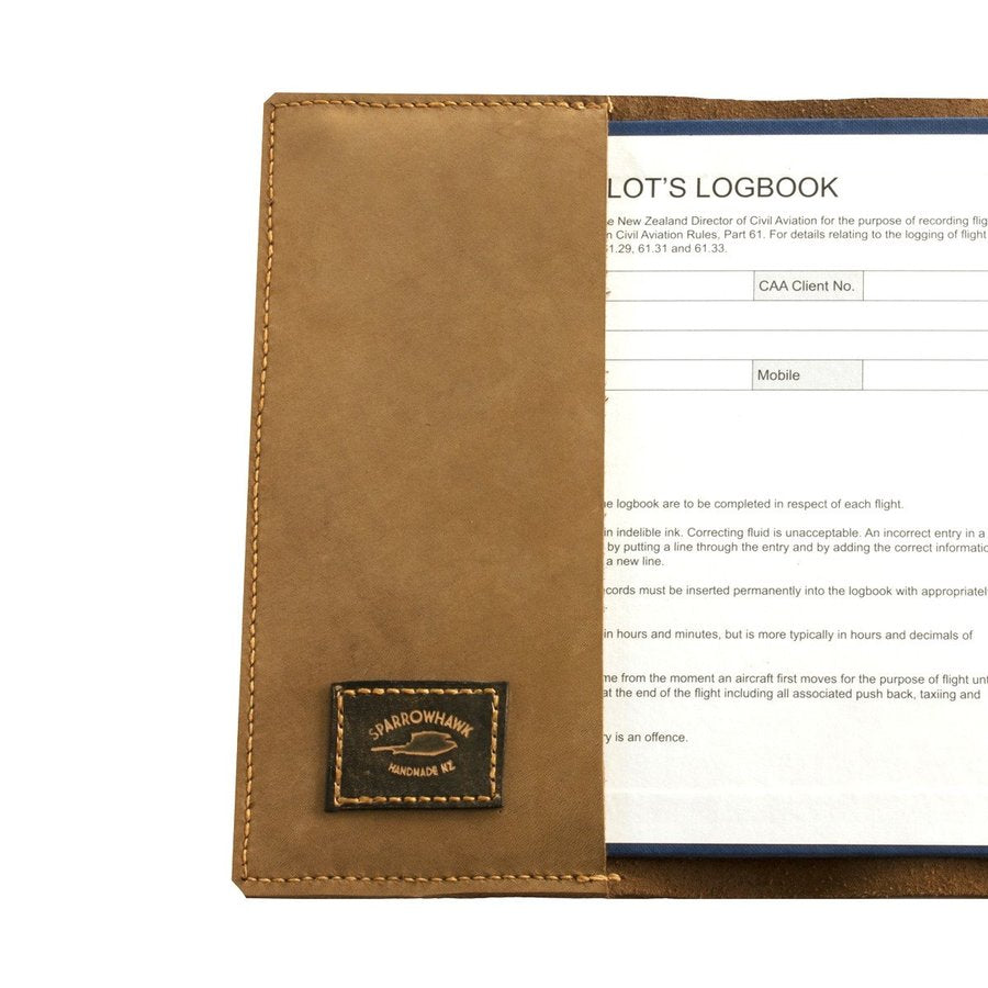 Sparrowhawk Pilot's Logbook Cover - Nubuck Leather - Laser Engraved-Sparrowhawk-Downunder Pilot Shop
