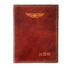 Sparrowhawk Premium Passport & Card Wallet- Hand Dyed with Embossed Initials Medium Brown with Butterscotch Stitching Wallets & Licence Holders by Sparrowhawk | Downunder Pilot Shop