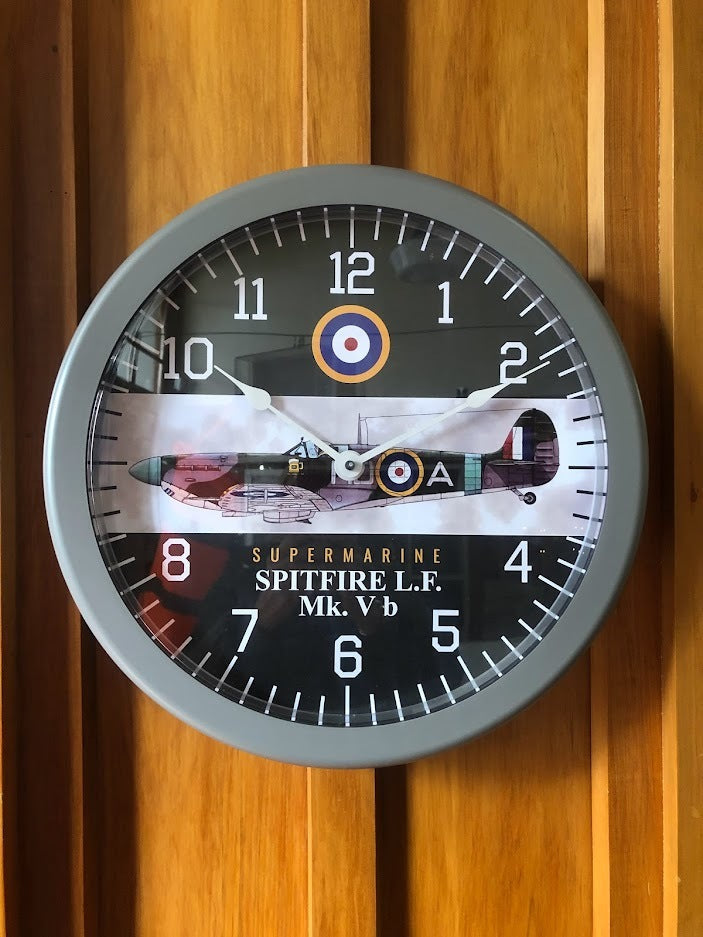 14" WWII Aircraft Wall Clock - Spitfire LF Mk Vb Clocks by Trintec | Downunder Pilot Shop