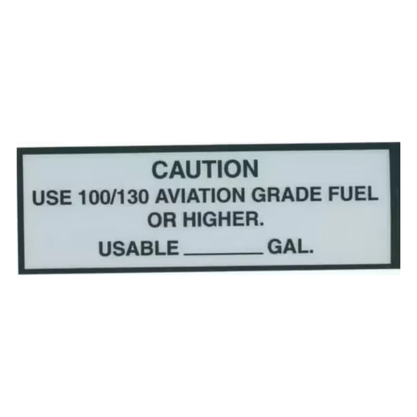 100/130 Aviation Fuel Placard