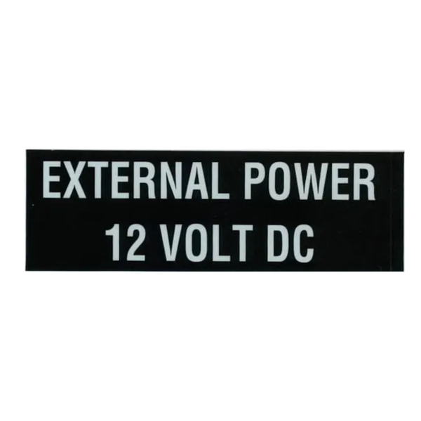 External Power 12 Volt Placard