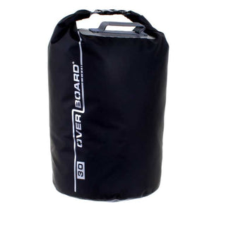 A black waterproof dry bag with white vertical branding text reading 'OVERBOARD 30' on a plain white background.