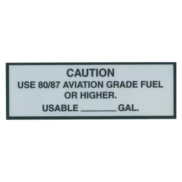 80/87 Aviation Fuel Placard