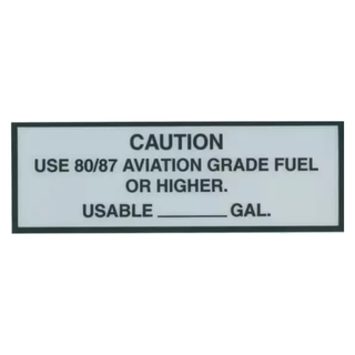 80/87 Aviation Fuel Placard