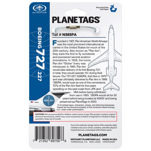 Planetags Pan Am® 727- N385PA