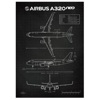 Airbus A320 Blueprint Canvas Print Posters by ABC | Downunder Pilot Shop