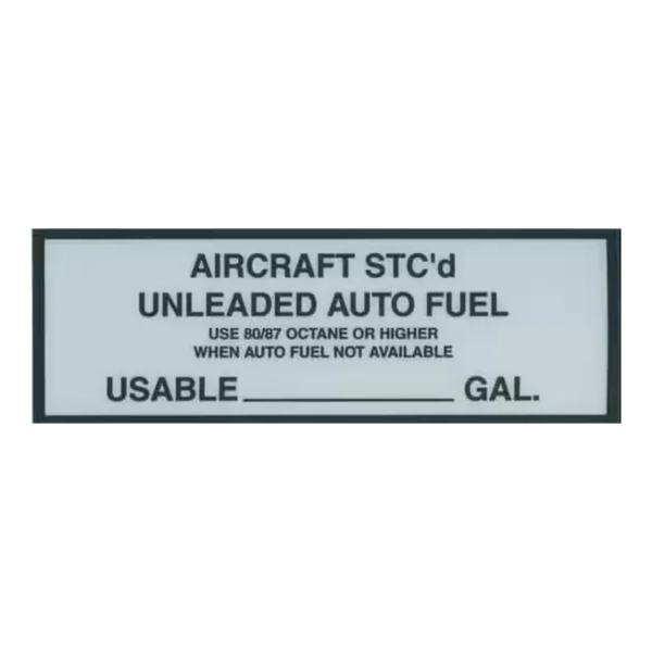 Unleaded Auto Fuel Placard