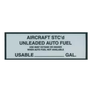 Unleaded Auto Fuel Placard