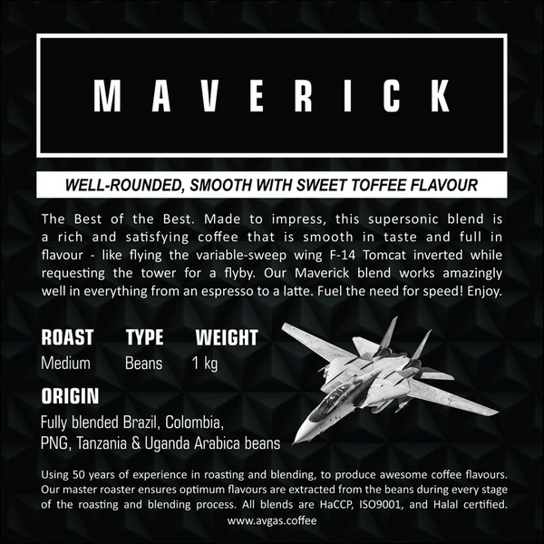 Avgas Maverick Coffee - Medium Roast Whole Beans 250g Coffee by AVGAS | Downunder Pilot Shop