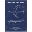 Boeing 747 Blueprint Canvas Print Posters by ABC | Downunder Pilot Shop