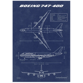 Boeing 747 Blueprint Canvas Print Posters by ABC | Downunder Pilot Shop