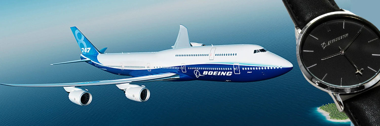 Montre d'avion rotative dorée Boeing