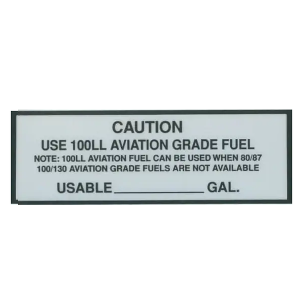 100Ll Aviation Fuel Placard