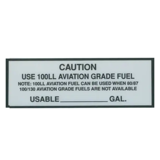 100Ll Aviation Fuel Placard