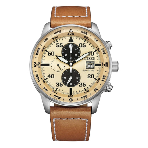 Citizen Eco-Drive Aviator Classic Sport Chronograph Beige - CA0880-15X