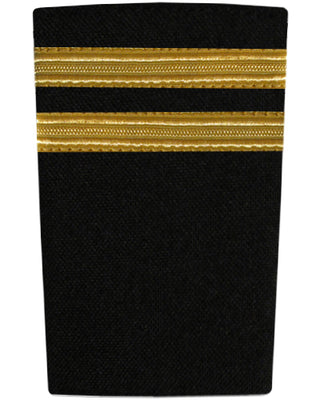 Epaulettes - Gold Bars on Black 2 Bar Epaulettes by Downunder | Downunder Pilot Shop