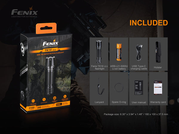 Fenix TK16 V2 - 3100 Lumen Tactical LED Torch with Glass Breaker Torches by Fenix | Downunder Pilot Shop