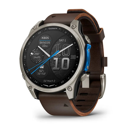 Garmin D2 Mach 2 – 47mm Aviator Smartwatch - Titanium with Leather Band