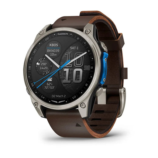 Garmin D2 Mach 2 – 47mm Aviator Smartwatch - Titanium with Leather Band
