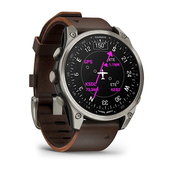 Garmin D2 Mach 2 – 47mm Aviator Smartwatch - Titanium with Leather Band