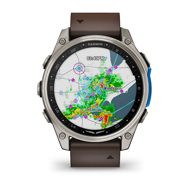 Garmin D2 Mach 2 – 47mm Aviator Smartwatch - Titanium with Leather Band