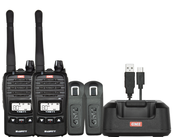 GME TX677 2 Watt UHF CB Handheld Radio, Twin Pack Radios by GME | Downunder Pilot Shop