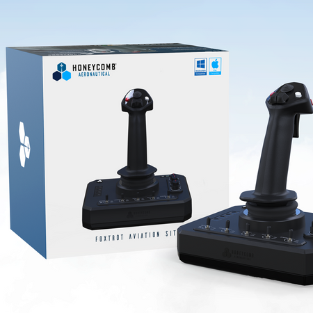 Two joystick controllers with Honeycoms Aerogical branding on a white background