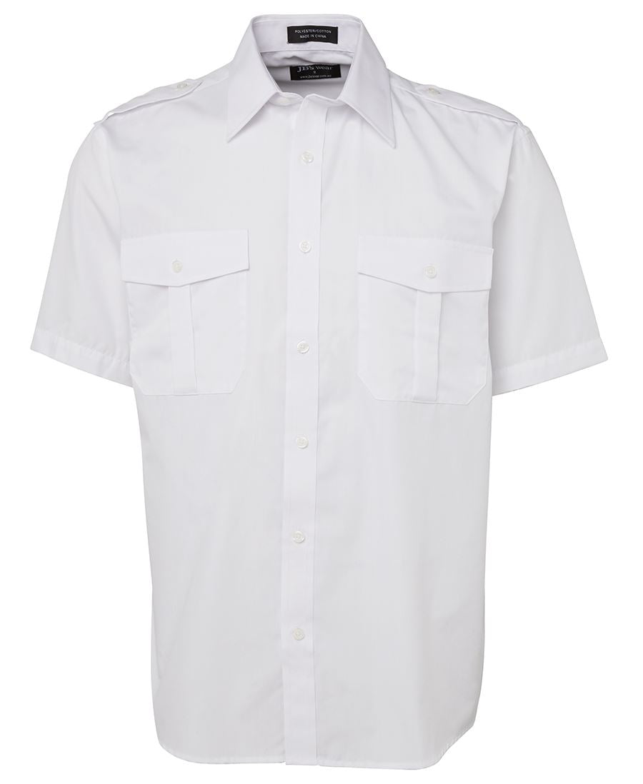 Mens JB Pilot Shirt - Short Sleeve White