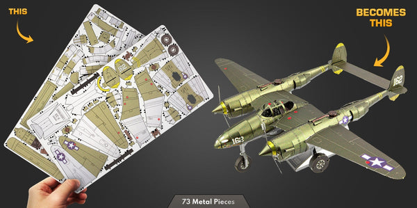 Metal Earth ICONX P-38 Lightning Aircraft Models by Metal Earth | Downunder Pilot Shop