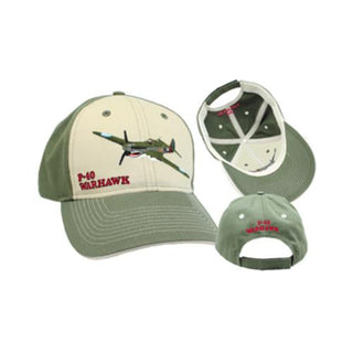 P-40 Warhawk Cap - Olive and white Caps by Born Aviation | Downunder Pilot Shop