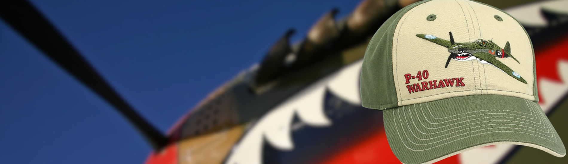 Casquette P-40 Warhawk - Olive et blanc