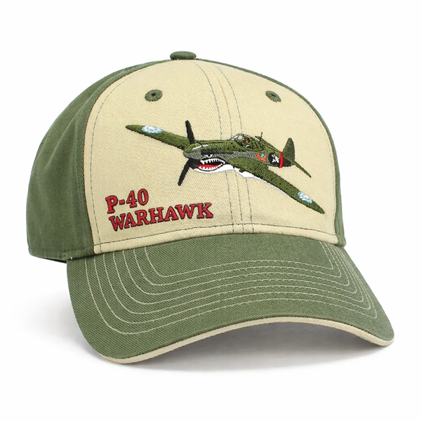 P-40 Warhawk Cap - Olive and white
