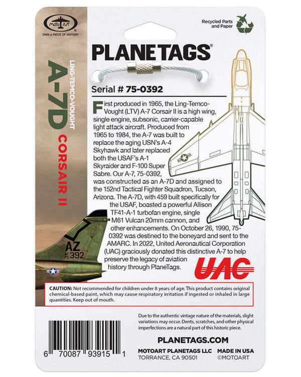 Planetag A-7D Corsair II 75-0392 Keychains by Planetags | Downunder Pilot Shop