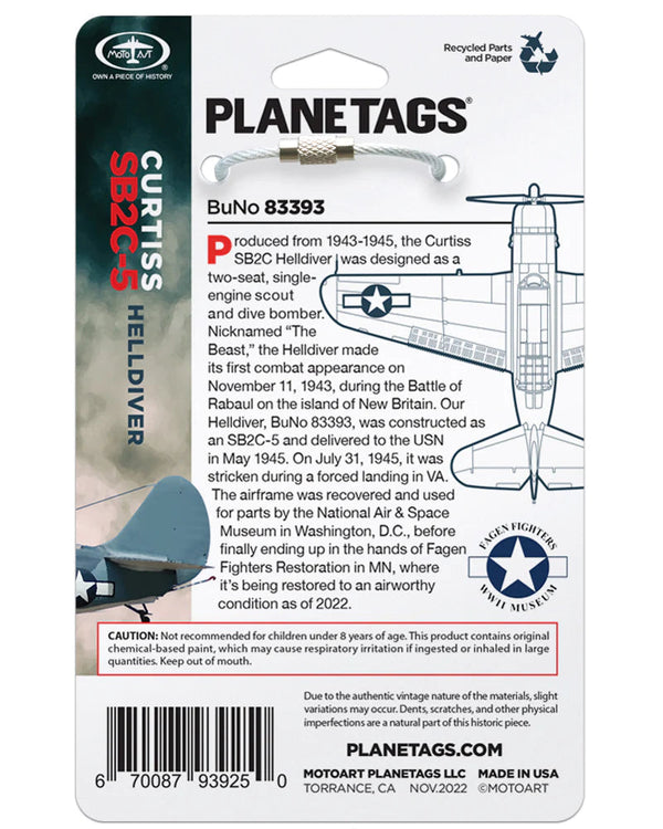 Planetag Curtiss SB2C-5 Helldiver - 83393 Keychains by Planetags | Downunder Pilot Shop