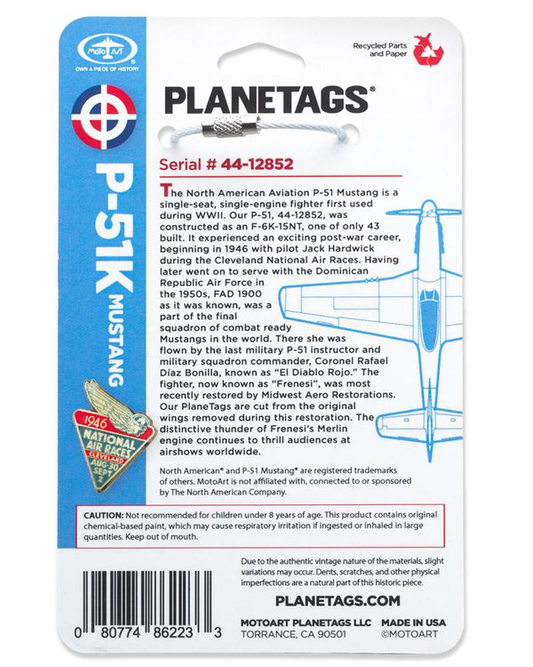 Planetag P-51K Mustang - 44-12852 Keychains by Planetags | Downunder Pilot Shop